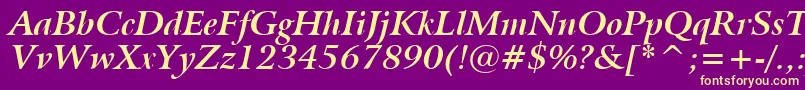 BitstreamArrusBoldItalicBt Font – Yellow Fonts on Purple Background