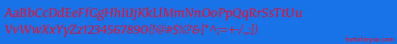 フォントCongabravastdRegular – 赤い文字の青い背景