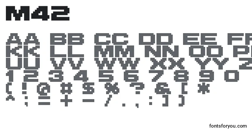 A fonte M42 – alfabeto, números, caracteres especiais