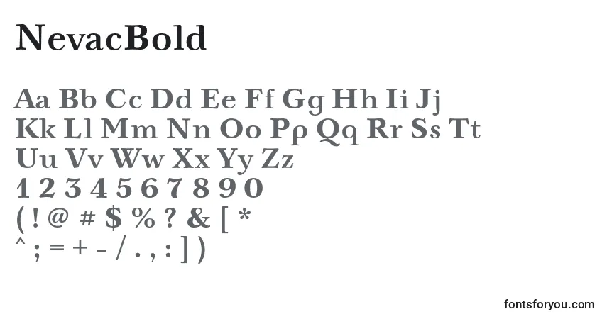 Шрифт NevacBold – алфавит, цифры, специальные символы
