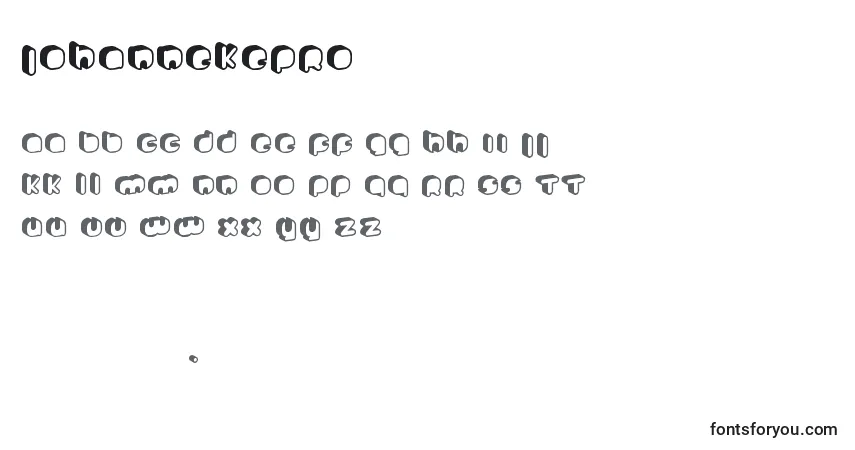 Czcionka JohannekePro – alfabet, cyfry, specjalne znaki