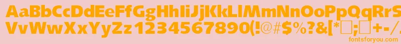 フォントLansettesskRegular – オレンジの文字がピンクの背景にあります。