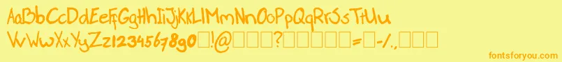 Fonte PaasseHandwriting – fontes laranjas em um fundo amarelo