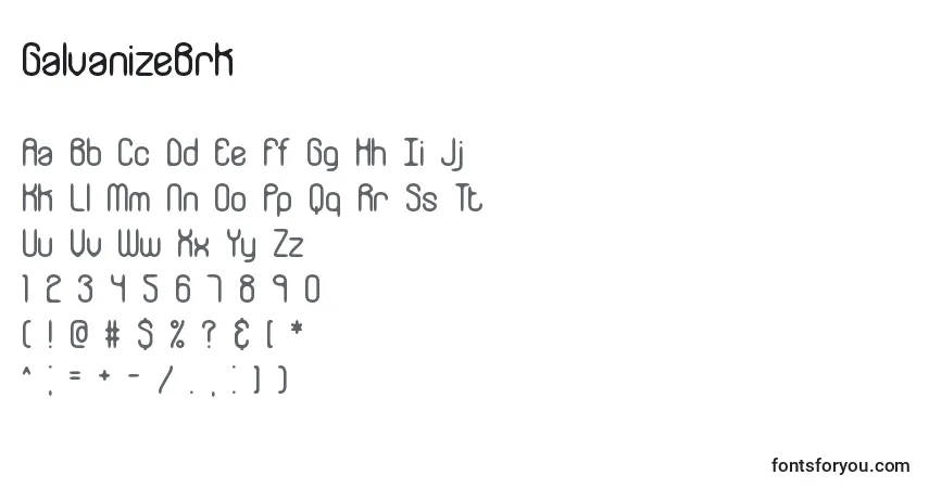 Czcionka GalvanizeBrk – alfabet, cyfry, specjalne znaki