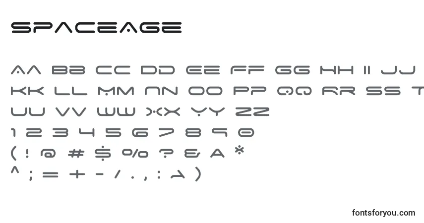 Fuente SpaceAge - alfabeto, números, caracteres especiales