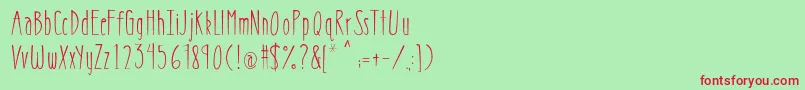 フォントMrfPixeldust – 赤い文字の緑の背景
