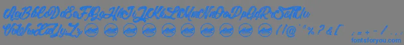 LitchisIslandPersonaluseonly-Schriftart – Blaue Schriften auf grauem Hintergrund