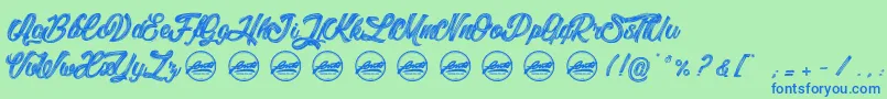 fuente LitchisIslandPersonaluseonly – Fuentes Azules Sobre Fondo Verde