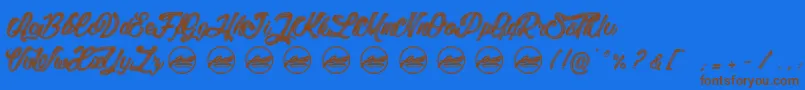 LitchisIslandPersonaluseonly Font – Brown Fonts on Blue Background