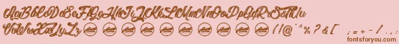 Шрифт LitchisIslandPersonaluseonly – коричневые шрифты на розовом фоне
