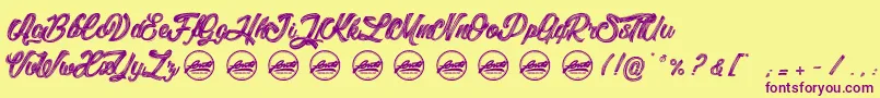 LitchisIslandPersonaluseonly Font – Purple Fonts on Yellow Background