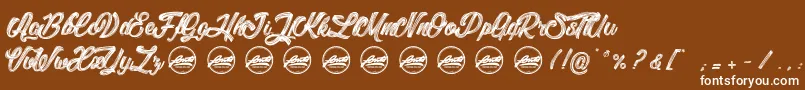 Fonte LitchisIslandPersonaluseonly – fontes brancas em um fundo marrom