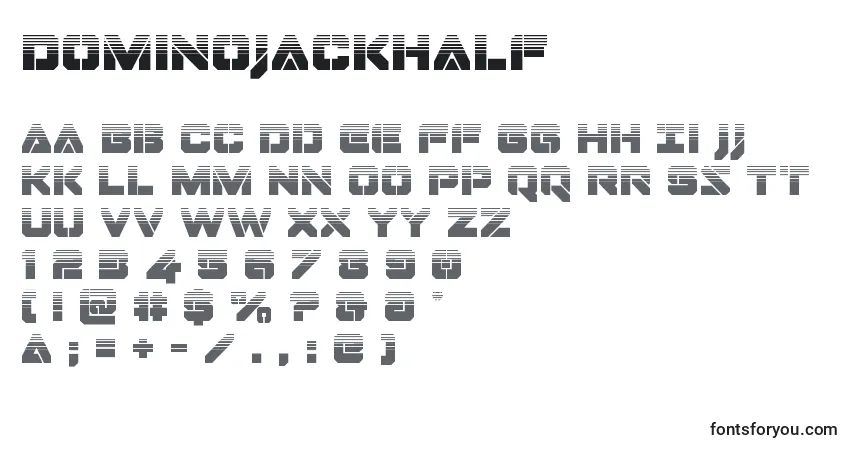 A fonte Dominojackhalf – alfabeto, números, caracteres especiais