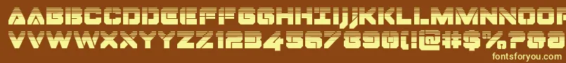 Dominojackhalf-fontti – keltaiset fontit ruskealla taustalla
