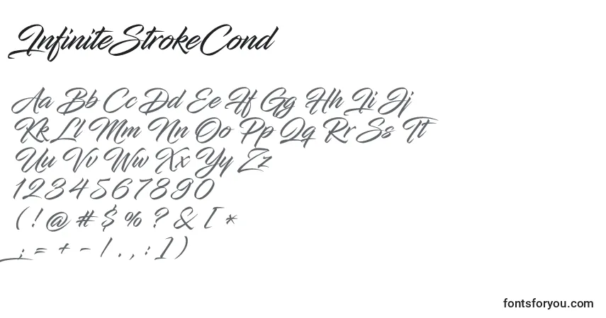 Czcionka InfiniteStrokeCond – alfabet, cyfry, specjalne znaki