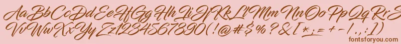 Fonte InfiniteStrokeCond – fontes marrons em um fundo rosa