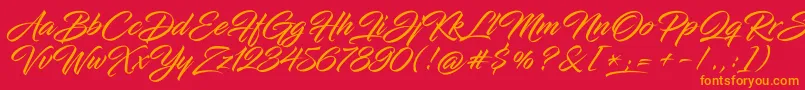 InfiniteStrokeCond Font – Orange Fonts on Red Background