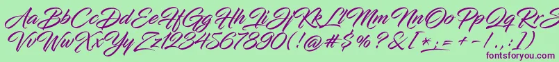 InfiniteStrokeCond Font – Purple Fonts on Green Background