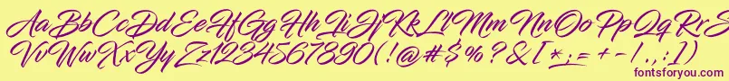 InfiniteStrokeCond Font – Purple Fonts on Yellow Background