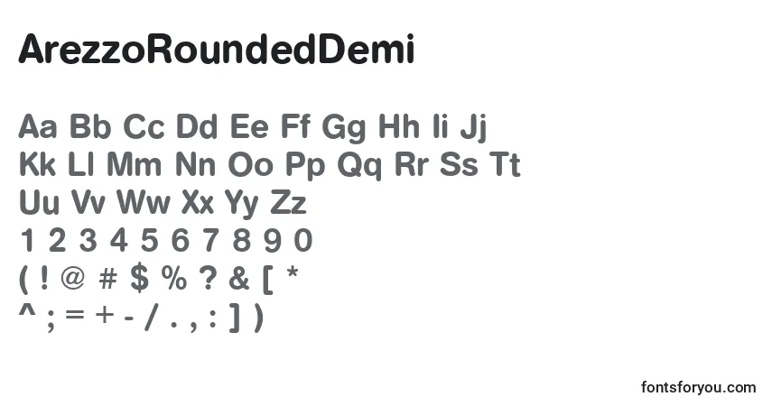 Шрифт ArezzoRoundedDemi – алфавит, цифры, специальные символы