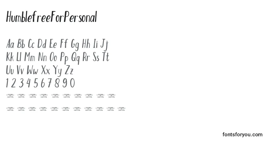 A fonte HumblefreeForPersonal – alfabeto, números, caracteres especiais