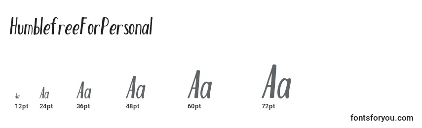 HumblefreeForPersonal Font Sizes