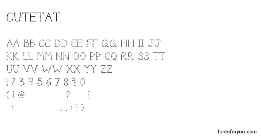 A fonte Cutetat – alfabeto, números, caracteres especiais