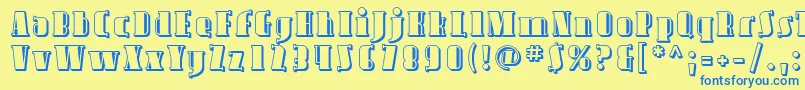 フォントAvond09 – 青い文字が黄色の背景にあります。