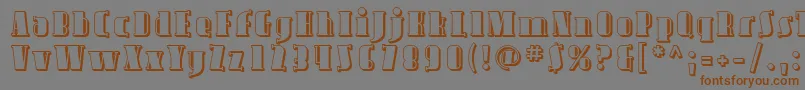 フォントAvond09 – 茶色の文字が灰色の背景にあります。