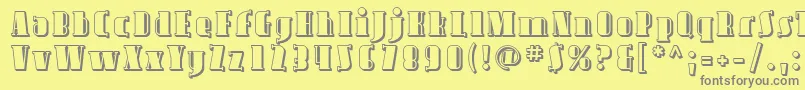 Avond09-fontti – harmaat kirjasimet keltaisella taustalla