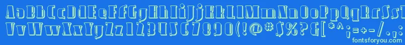 Avond09-fontti – vihreät fontit sinisellä taustalla