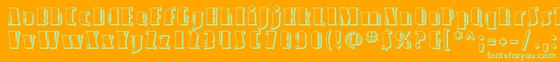 Avond09-fontti – vihreät fontit oranssilla taustalla