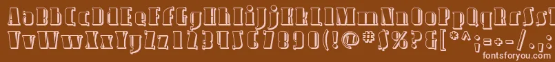 Avond09-fontti – vaaleanpunaiset fontit ruskealla taustalla