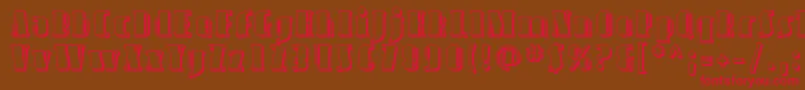 フォントAvond09 – 赤い文字が茶色の背景にあります。