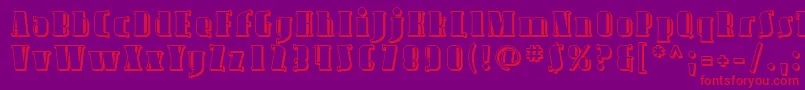 Avond09-fontti – punaiset fontit violetilla taustalla