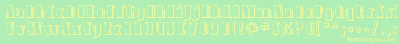 フォントAvond09 – 黄色の文字が緑の背景にあります