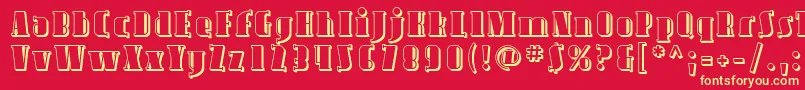 フォントAvond09 – 黄色の文字、赤い背景