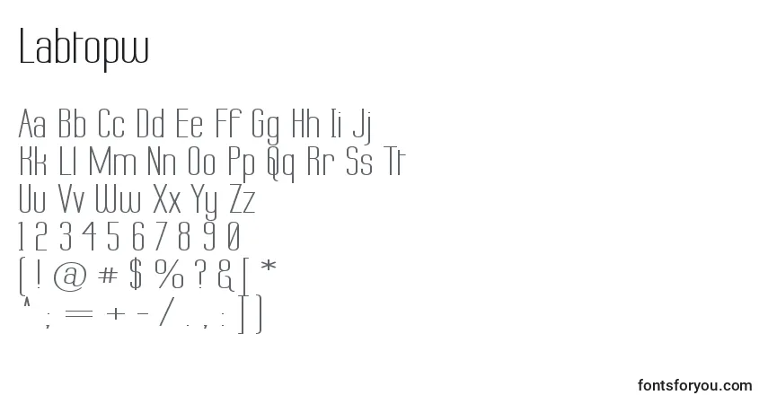 Czcionka Labtopw – alfabet, cyfry, specjalne znaki