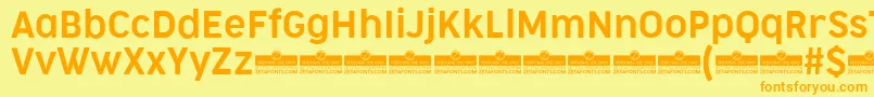 CocogooseNarrowSemilightTrial-Schriftart – Orangefarbene Schriften auf gelbem Hintergrund