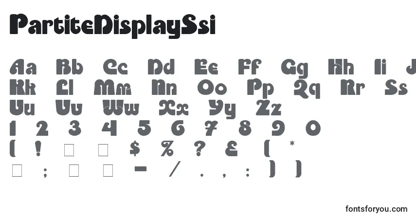 Fuente PartiteDisplaySsi - alfabeto, números, caracteres especiales