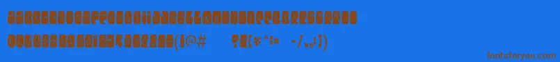 フォントElectorateboogaloo – 茶色の文字が青い背景にあります。