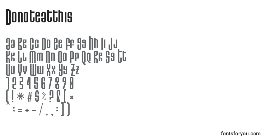 A fonte Donoteatthis – alfabeto, números, caracteres especiais