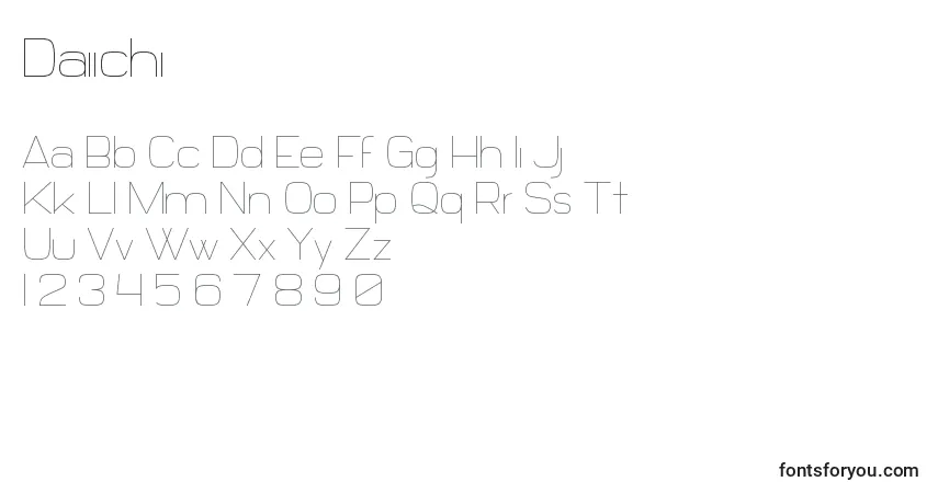 Czcionka Daiichi – alfabet, cyfry, specjalne znaki