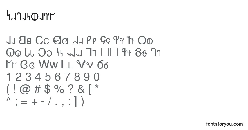Fuente Netanjahu - alfabeto, números, caracteres especiales
