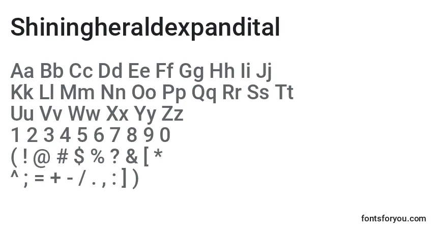 Czcionka Shiningheraldexpandital – alfabet, cyfry, specjalne znaki