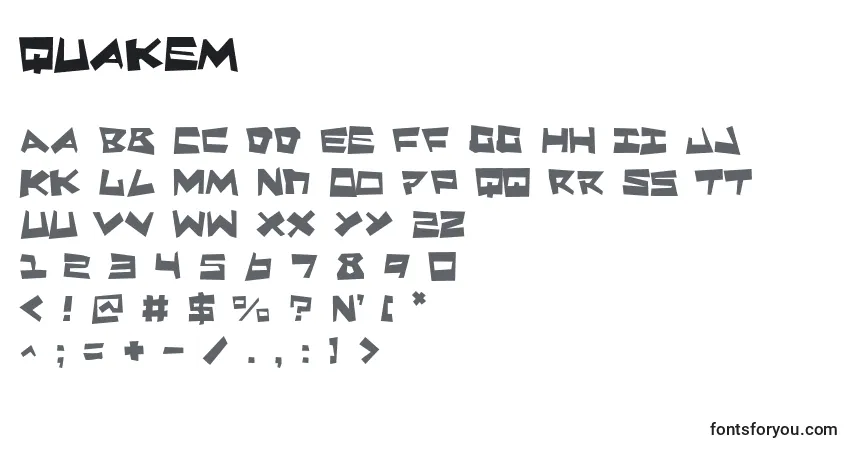Quakem-fontti – aakkoset, numerot, erikoismerkit
