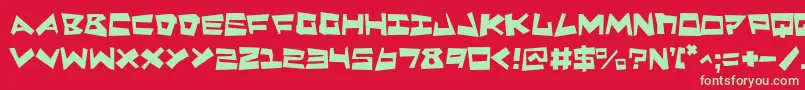 フォントQuakem – 赤い背景に緑の文字