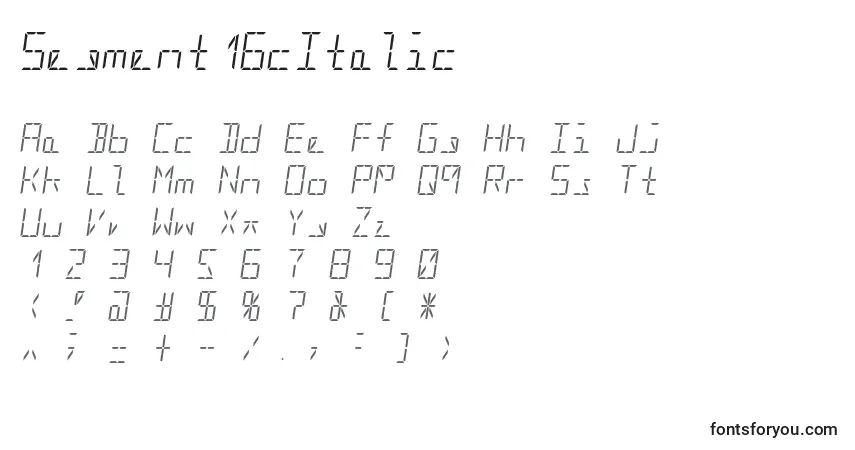 Segment16cItalic-fontti – aakkoset, numerot, erikoismerkit