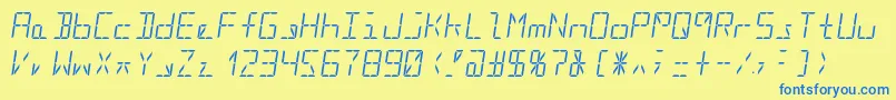 フォントSegment16cItalic – 青い文字が黄色の背景にあります。