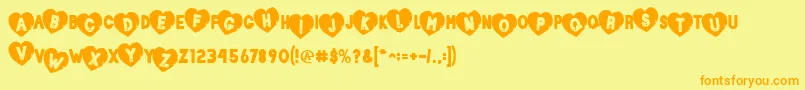 フォントLoverboy – オレンジの文字が黄色の背景にあります。